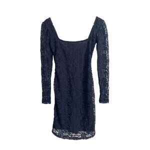 NWT Urban Outfitters Black Lace Square Neck Mini Dress Long Sleeve Whimsigoth XS